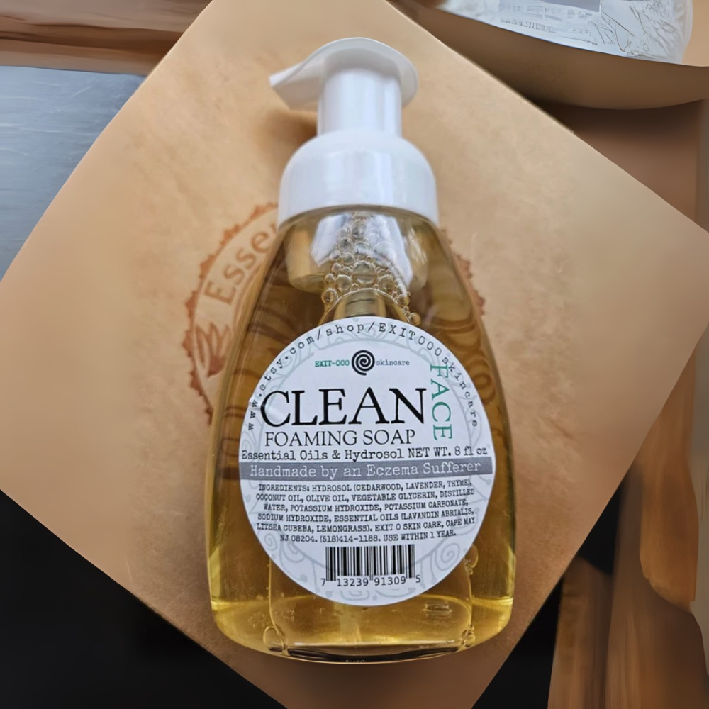 Before: Soap bottle with cluttered label and poor presentation